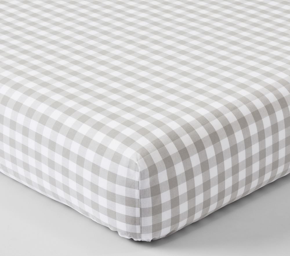 Check Organic Cot Fitted Sheet